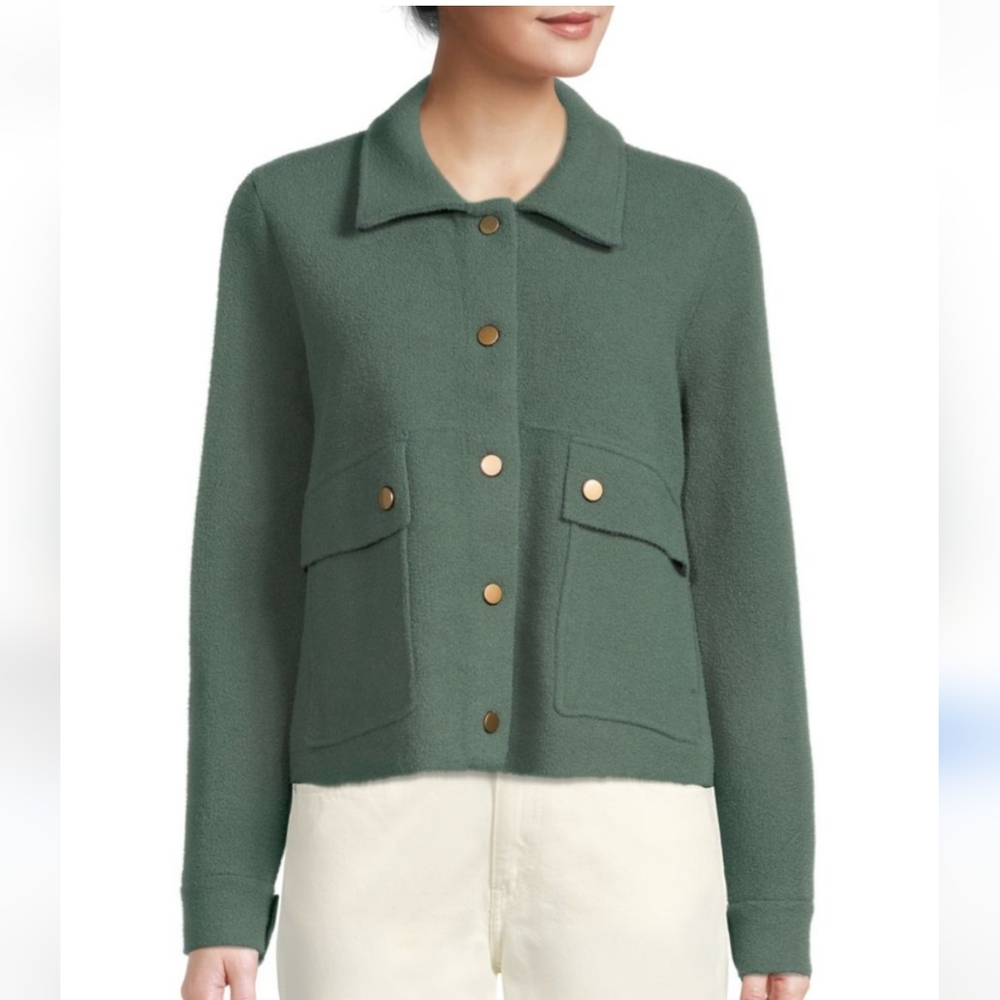 MAGASCHONI Women's Long Sleeve Shacket In Alpine Green
